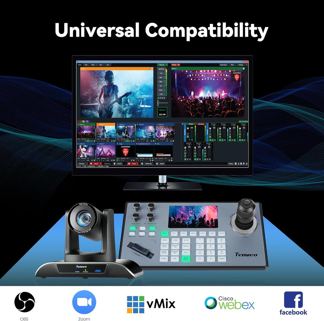 Tenveo 4K PTZ Kamera mit NDI & KI-Tracking – 20x Optischer Zoom, PoE+, für Live-Streaming (OBS/vMix)