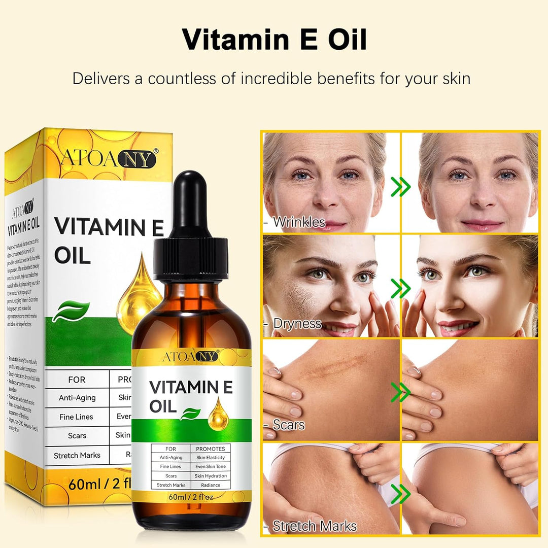 Vitamin E Öl Bio für Kosmetik 75,000 IU 2er-Pack - 100% reines vitamin E Oil für Haut, Gesicht, Haar