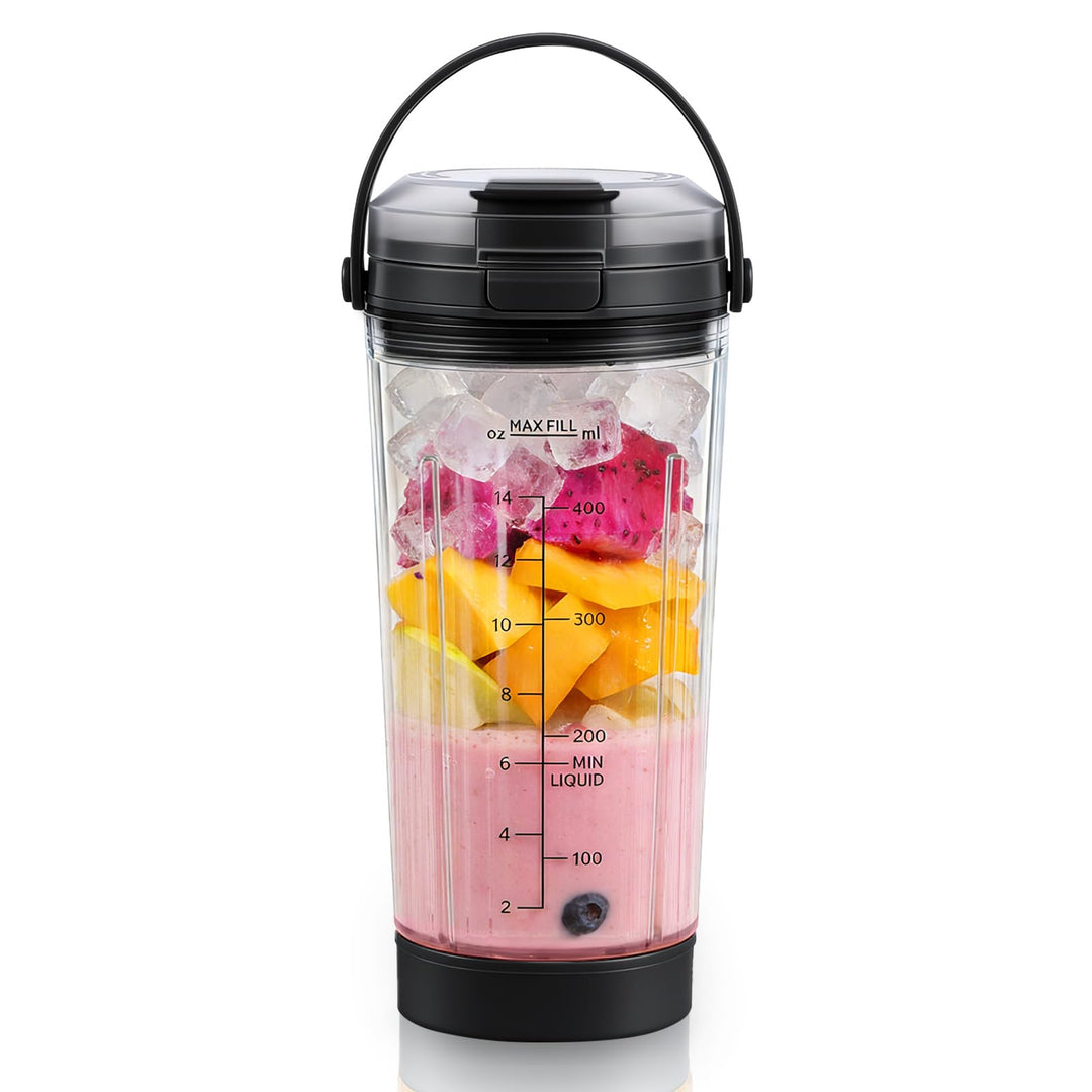 Mixgefäss kompatibel mit Ninja Blast Tragbarer Mixer, 530ml Mixbecher mit Trink- und Auslaufsicherer