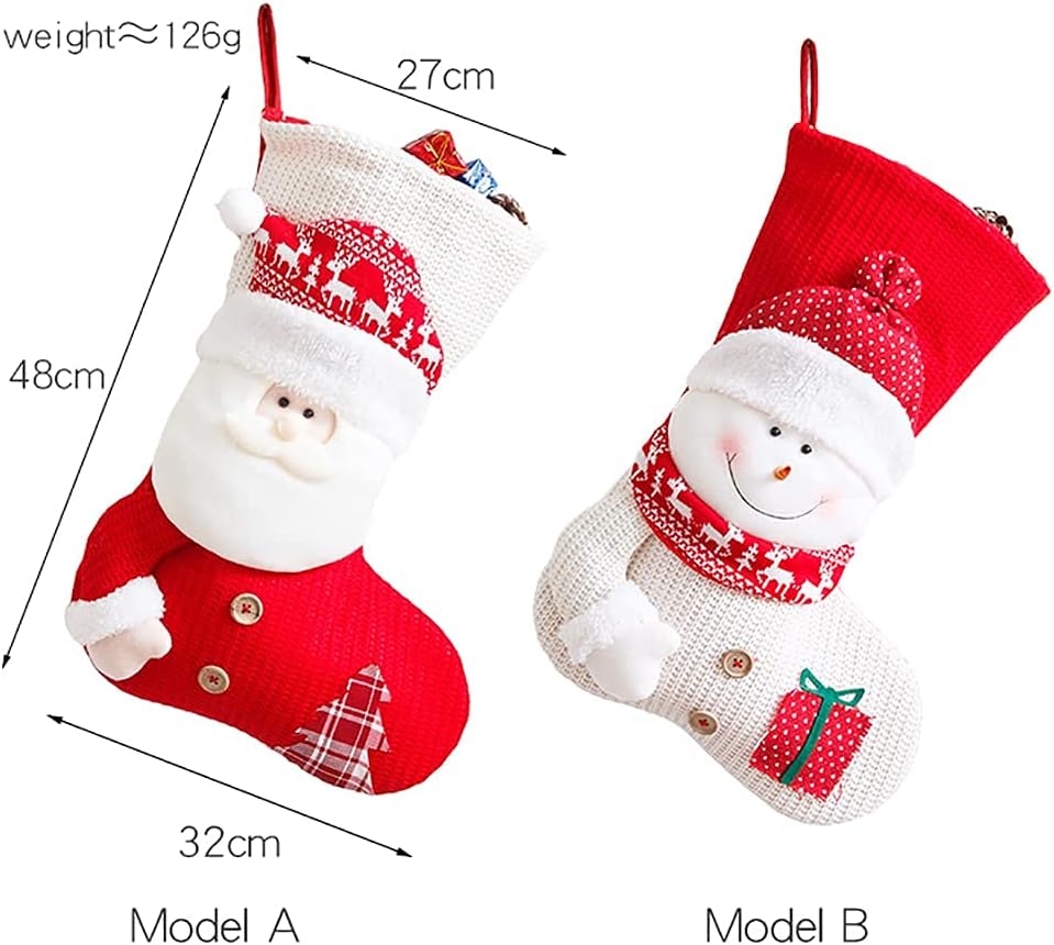 YULOONG Grosse Weihnachtsstrümpfe Weihnachtsmann Schneemann Hirsch Set Weihnachtsgeschenktüten Weihn