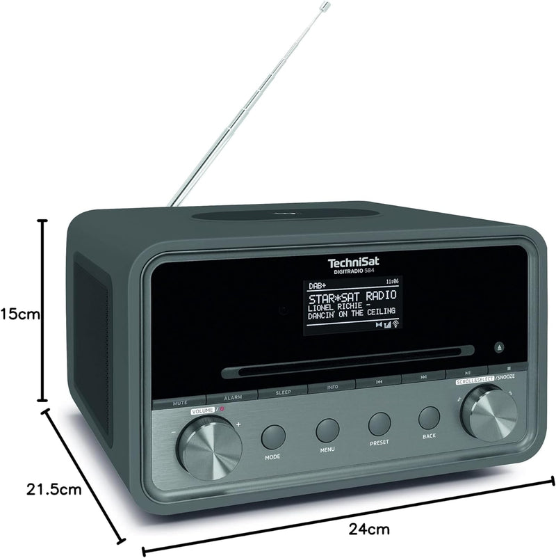 TechniSat DIGITRADIO 584 – Stereo DAB+ Internetradio (CD-Player, Wireless-Charging, WLAN, Bluetooth,