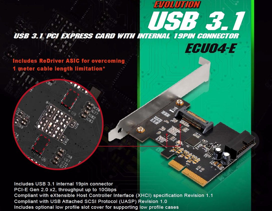 SilverStone SST-EC04-E - USB 3.0 PCI-E Erweiterungskarte, 15 pin SATA Stromanschluss, 1x USB 3.0 20-