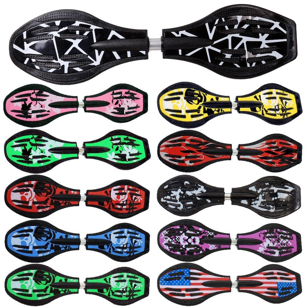 FunTomia Waveboard Original Mach1 Kugellager inkl. Tasche (Verschiedene Farbdesigns) Schwarz /