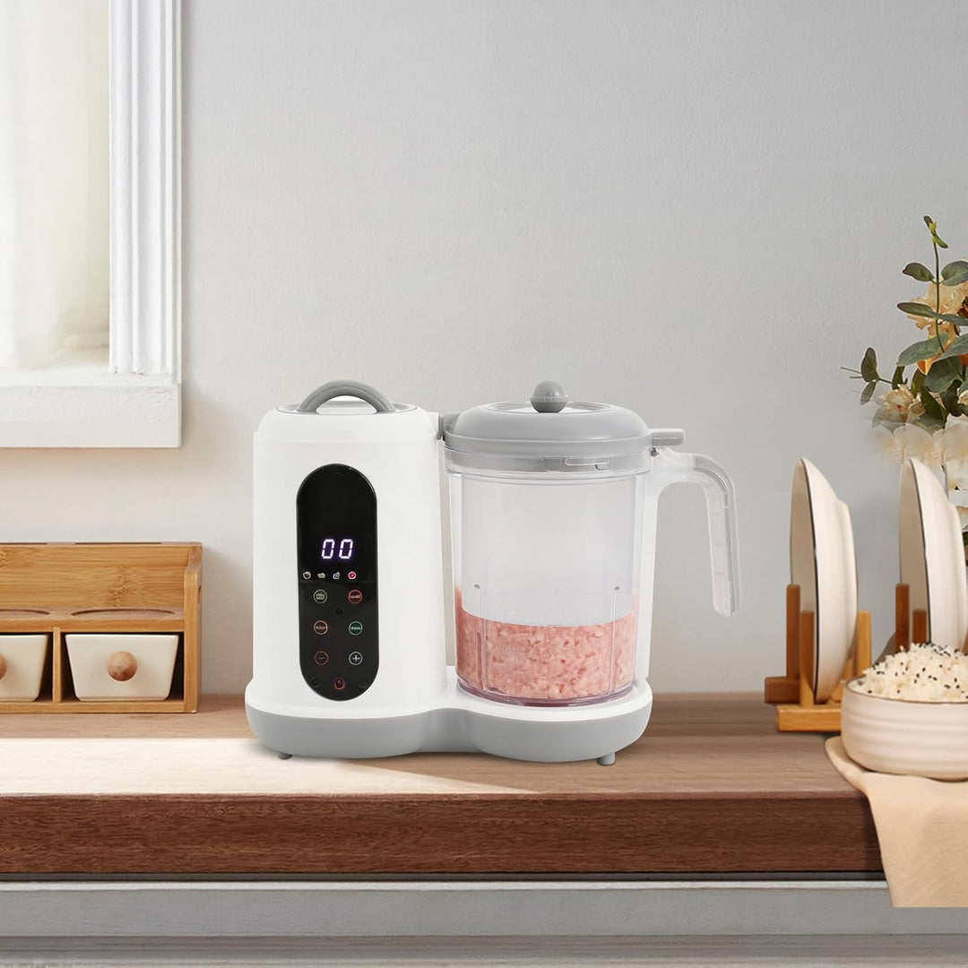 Babynahrungszubereiter mit Dampfkorb 450W, Dampfgarer, Mixer &amp; Erhitzen in einem Gerät, 400ml Kapazi