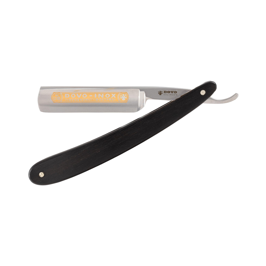 DOVO Rasiermesser "Inox" | Ebenholz | 5/8 Zoll | Rundkopf |Edelstahl | ganzer Hohlschliff