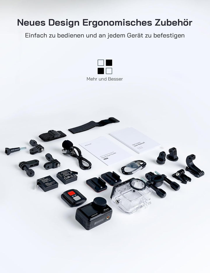 WOLFANG GA420 Action Cam 4K 60FPS Unterwasserkamera WiFi 10M Wasserdicht ohne Gehäuse 3.0 EIS Bildst