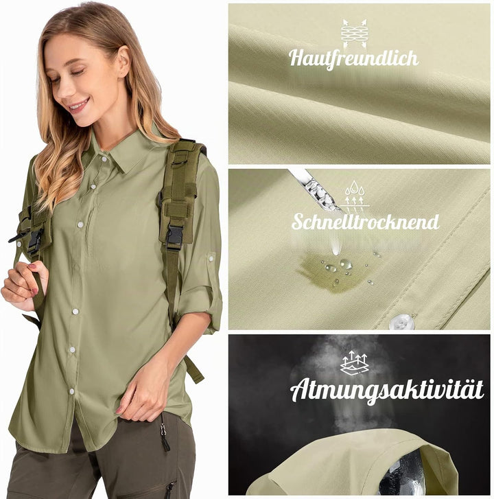 yeyity Damen Hemdbluse UV Schutz Langarmshirt Damen Schnell Trocknende Sport Shirts Wandershirt Safa