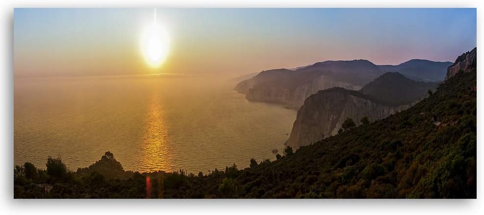 Leinwandbild XXL Landschaft Wandbild Kunst Sonne Braun 150x60 cm Leinwandbild 150x60 cm Braun_c, Lei