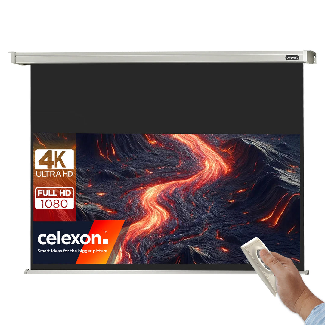 celexon Professional Motor-Leinwand 70" | 160x90 cm 16:9 | elektrische 4K,Full-HD Beamer-Leinwand fü
