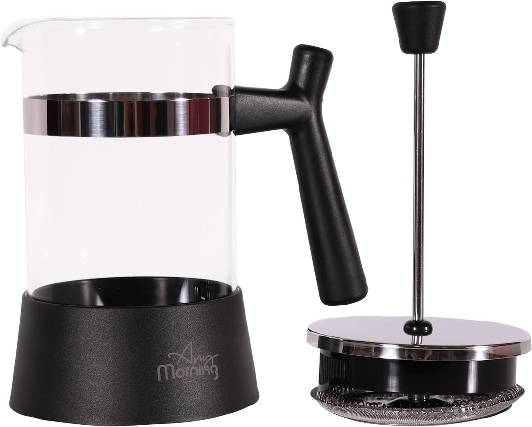 Any Morning French Press Kaffee- und Teebereiter mit feinmaschigen Edelstahlfiltern, Borosilikatglas