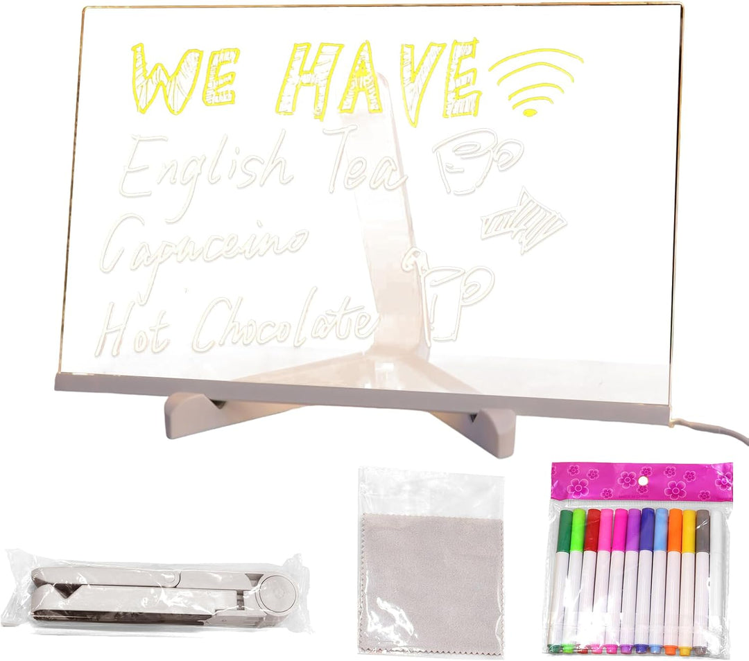 LED-Notiztafel mit Farben – beleuchtete Tafel für Kinder, Schreiben, Zeichnen, Kritzeleien für Nachr