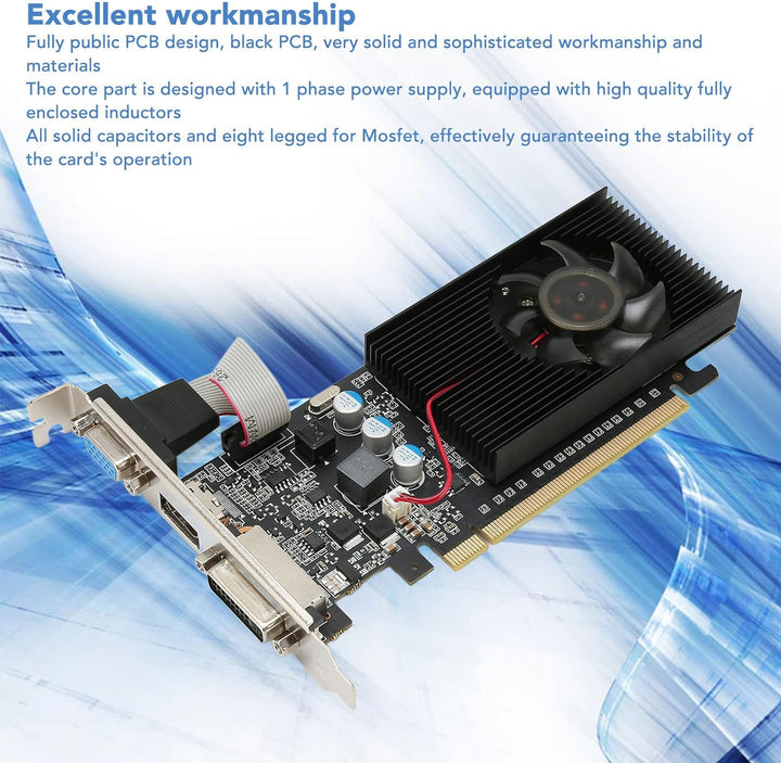 Bewinner Gaming-Grafikkarte, 1 GB DDR3 64-Bit-Grafikkarte, 589 MHz 1000 MHz 2560 X 1600 Grafikkarte,