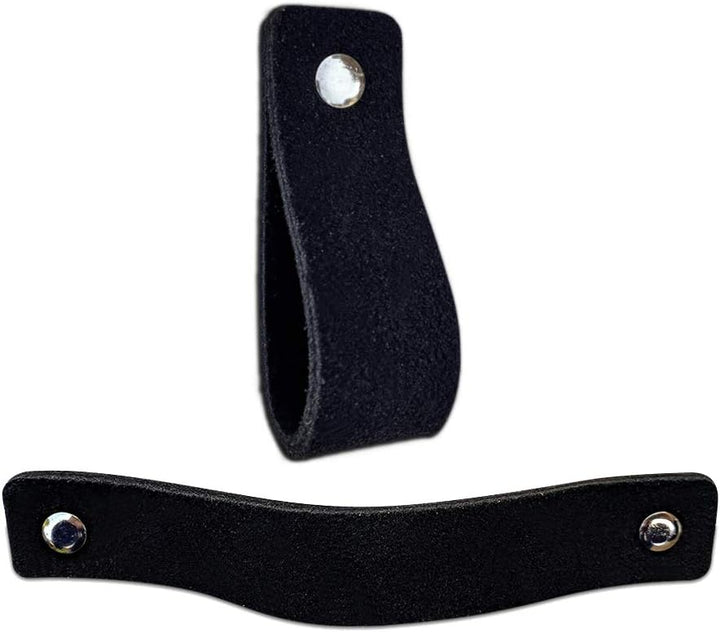 Brute Strength - Ledergriffe für Möbel - Wildleder - Schwarz - 4 Stück - 16,5 x 2,5 cm - Schrankgrif