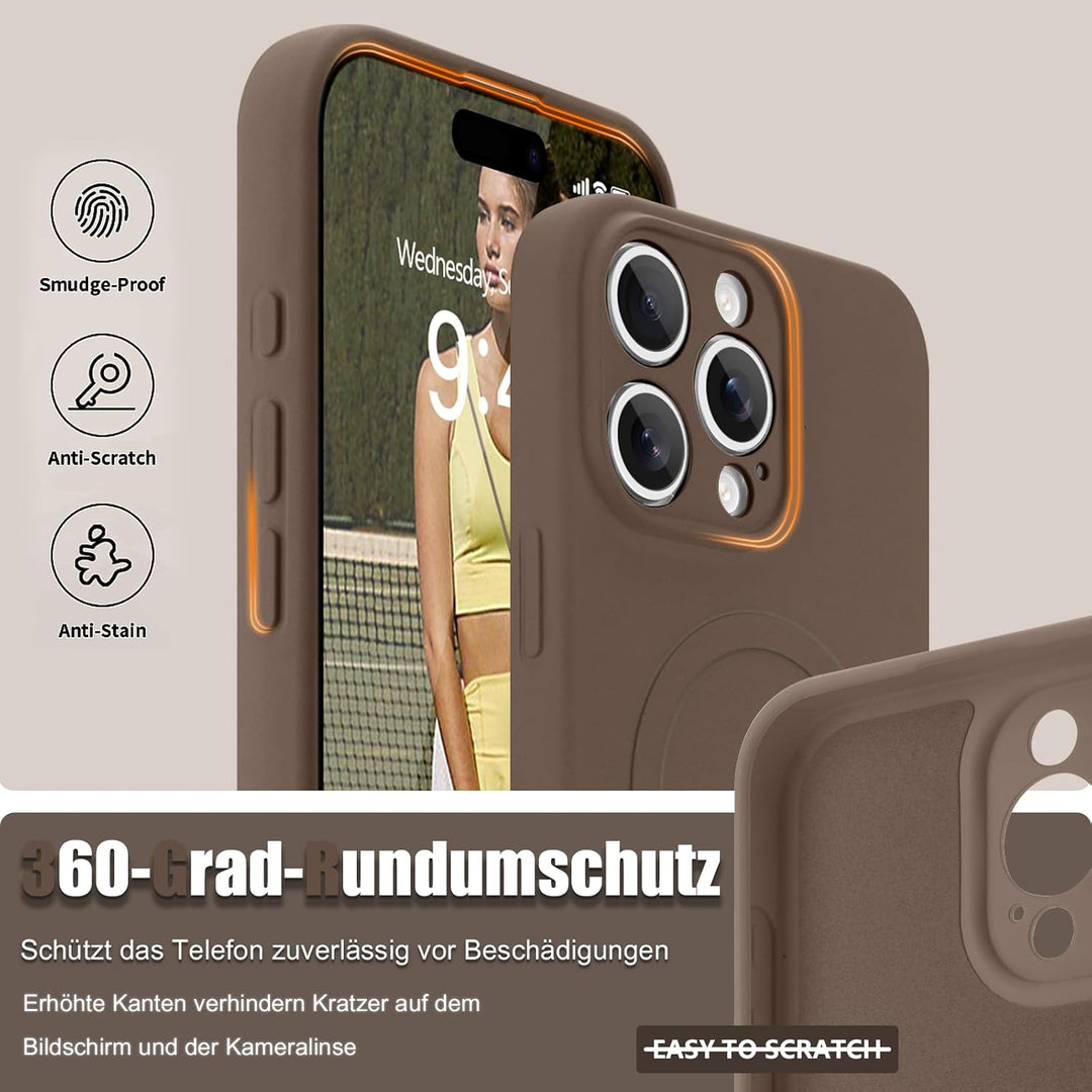 Handyband für iPhone 16 Pro Hülle mit Band [Kompatibel mit Magsafe] Flüssig Silikon Magnetische Schu