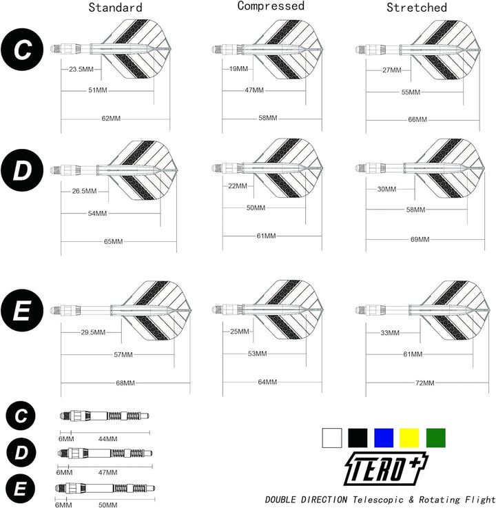 CUESOUL TERO+ AK7P Dart Shafts, Neues Double Direction Teleskop und Rotating Dart Flights System Wei