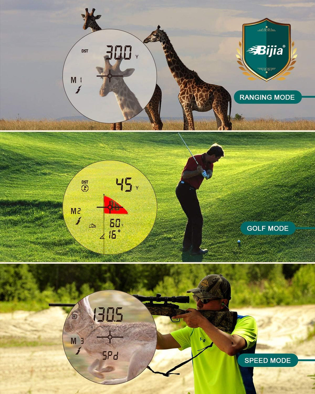 BIJIA Golf Entfernungsmesser 600-1000 Meters Laser Jagd Bogenschiessen Entfernungsmesser,Wasserdicht