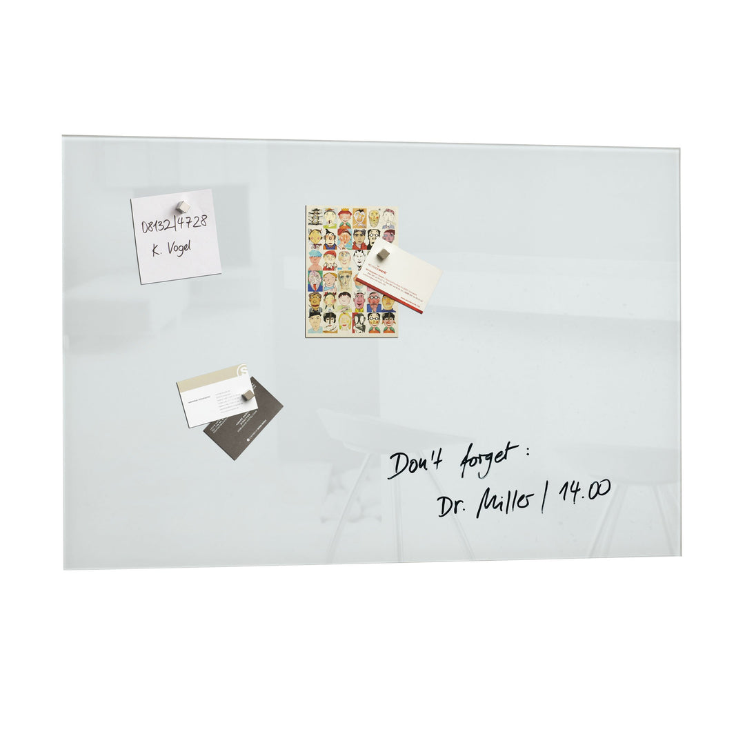 SIGEL GL121 Premium Glas-Magnettafel 60 x 40 cm super-weiss hochglänzend, TÜV geprüft, einfache Mont