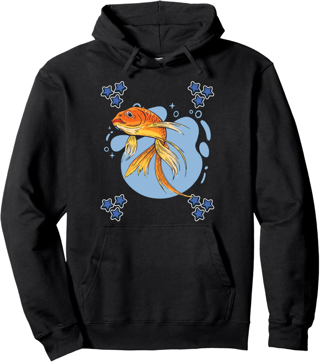 Herren Goldfisch Zeichnung Sterne Jungen Goldfisch Pullover Hoodie
