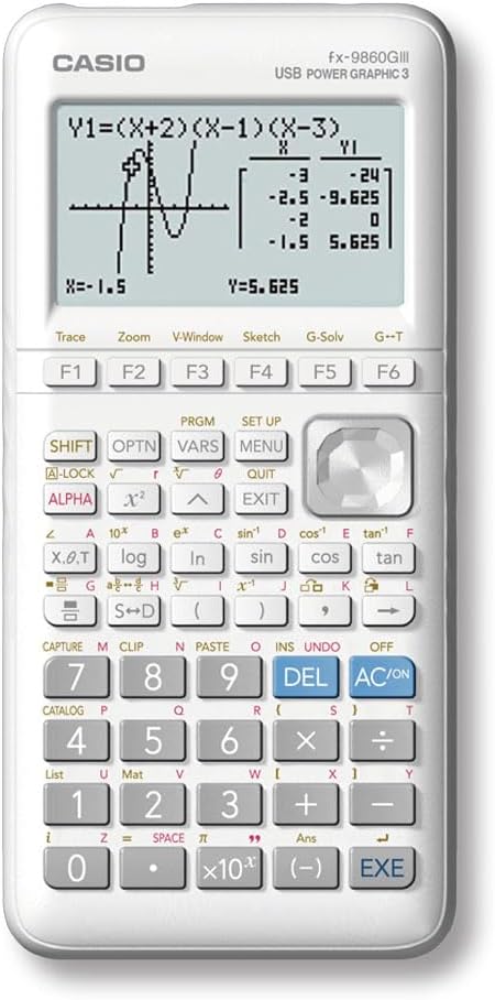 Casio FX-9860GIII Grafikrechner mit monochromen Display, weiss