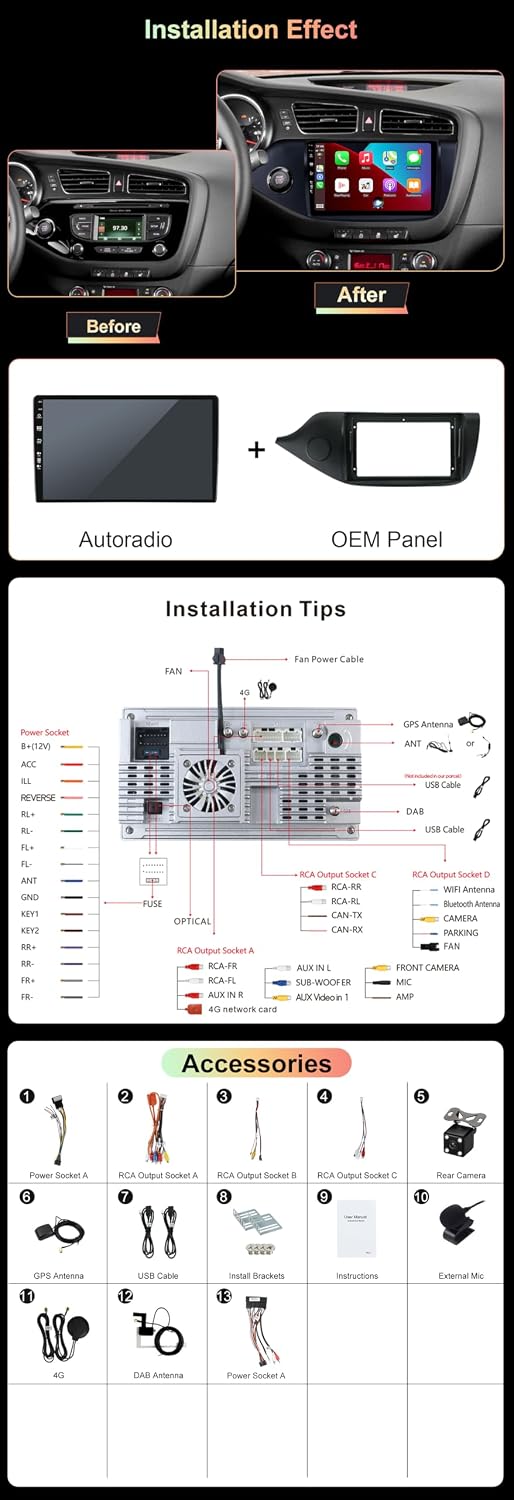 KEC 9" [6G+128G] Android 16 Autoradio Für Kia CEE&