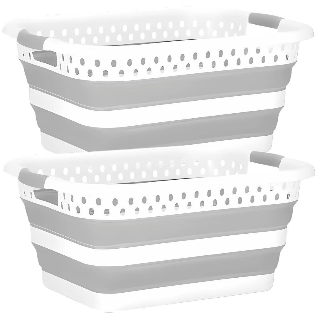 König Design 2er Set Wäschekorb faltbar - 24 Liter &amp; Universelle Nutzung I Zusammenklappbarer faltba
