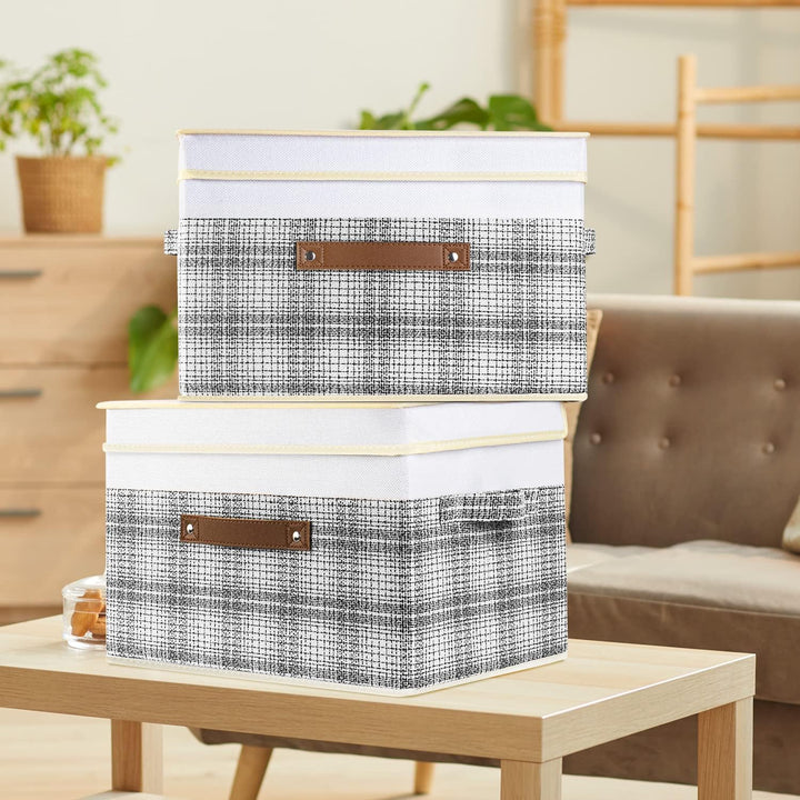 TYEERS Faltbare Aufbewahrungsbox mit Deckel, Stoff, Patchwork-Design, Kisten Aufbewahrung mit Deckel