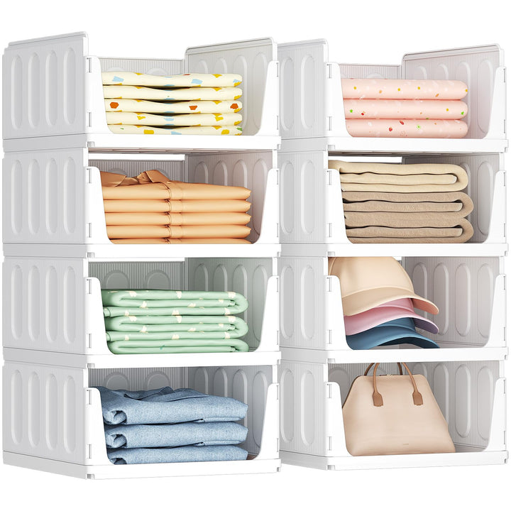 Lifewit 8er Set Stapelbare Kleiderschrank Organizer, Ausziehbar Kunststoff Ordnungssystem für Schran