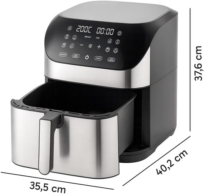 Retoo Heissluftfritteuse 8L 1800W Mit Digitalem Touchscreen, 10 Kochprogramme, Einstellbare Temperat