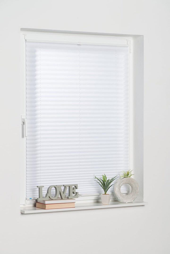 K-home 421614-23 Klemmfix-Plissee Weiss 75 x 130 cm (B x L) Lichtschutz +++ Moderne Crushed Optik ++