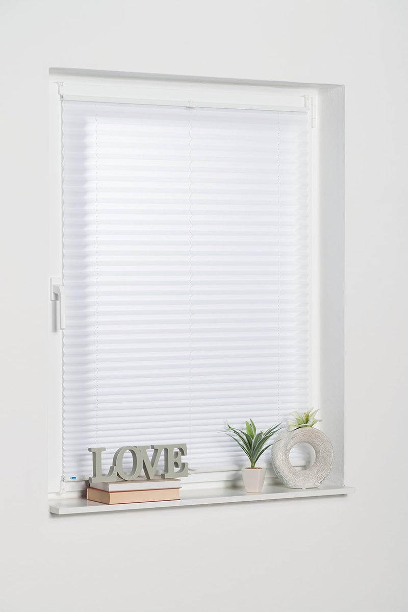 K-home 421614-23 Klemmfix-Plissee Weiss 75 x 130 cm (B x L) Lichtschutz +++ Moderne Crushed Optik ++