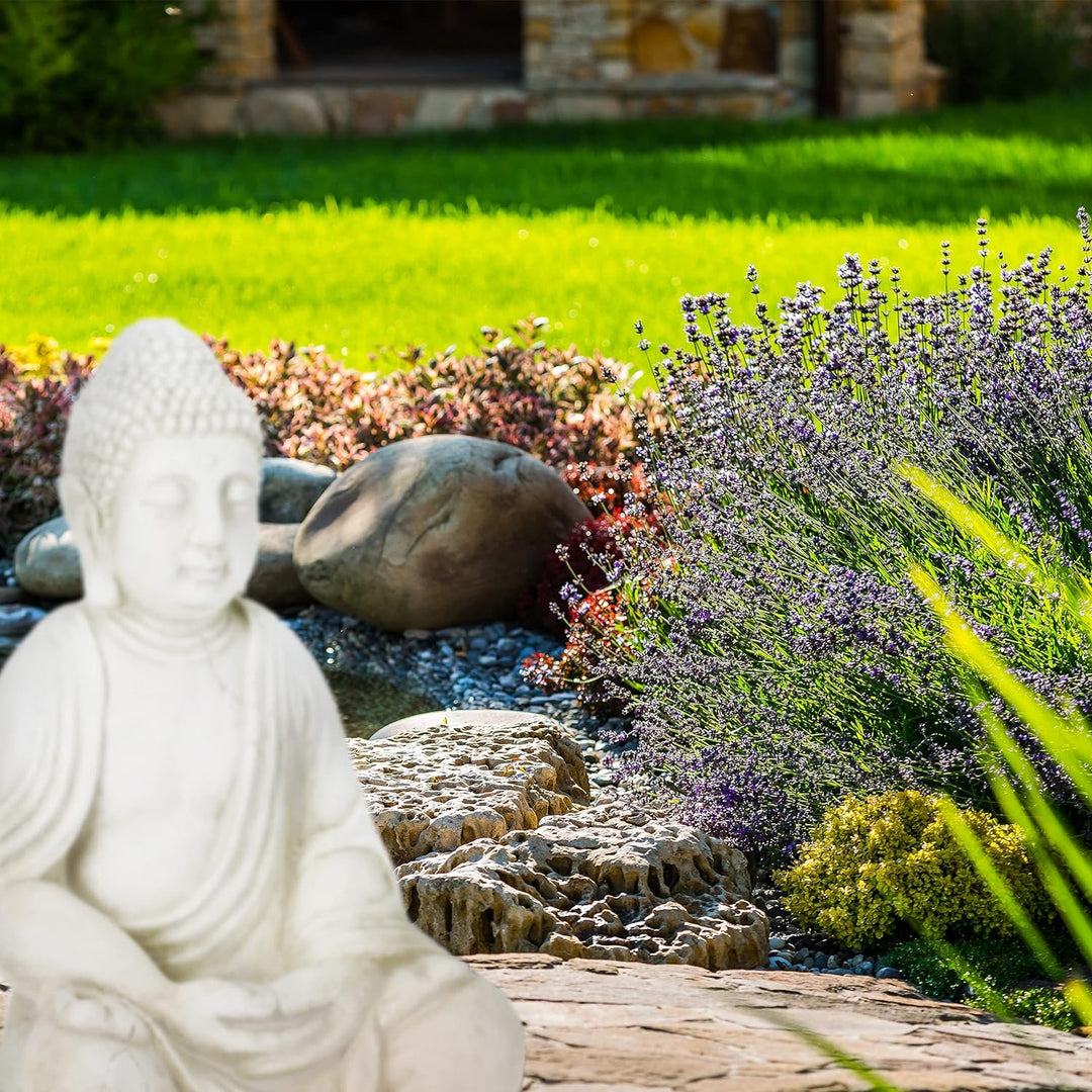 Relaxdays XXL Buddha Figur, grosser Gartenbuddha sitzend, 70 cm hoch, wetterfest & frostsicher, Gart