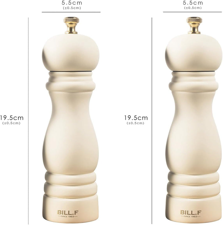 Bill.F Salz- und Pfeffermühlen-Set, Holz-Pfeffermühle, 2er-Set Manuelle Salz-Pfefferstreuer-Mühle, n