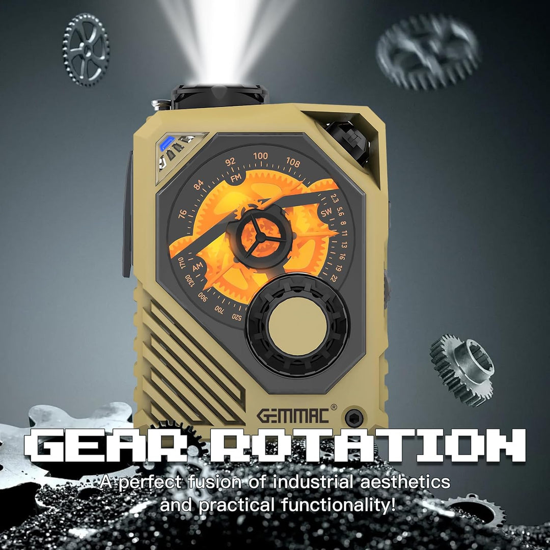 Tragbares Kurbelradio mit Bluetooth/USB Flash Drive/TF Anschlus, 2000mAh Akku AM/FM/SW Notfallradio