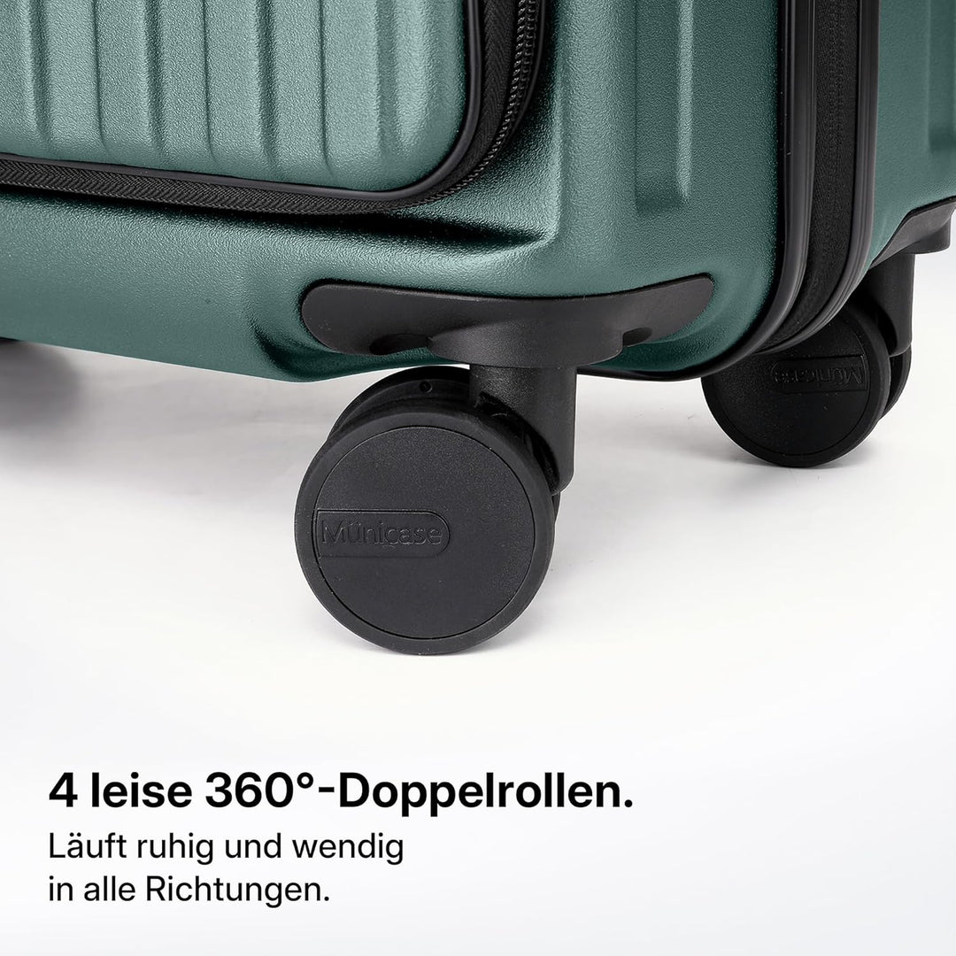 Münicase Koffer Expandierbar – Hartschalen-Trolley mit Oberseiten-Öffnung, Kompressionsgurt & extra