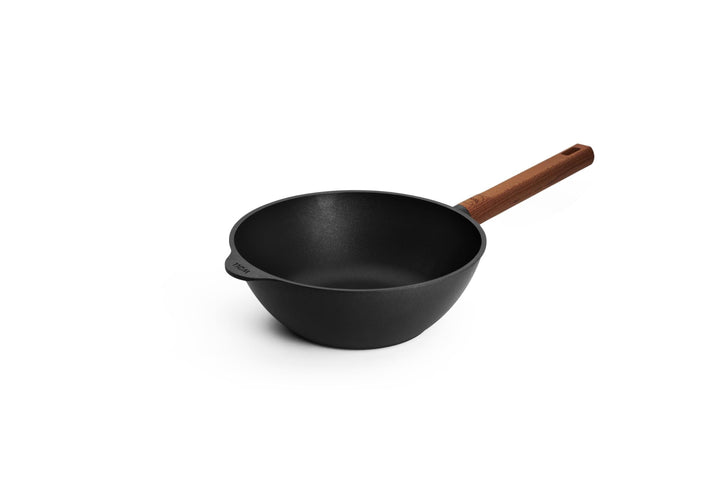 Woll – Eco Logic QXR Wok- und Rührpfanne Ø 24 cm mit festem Holzstiel – PFAS-freie Diamond-QXR Antih