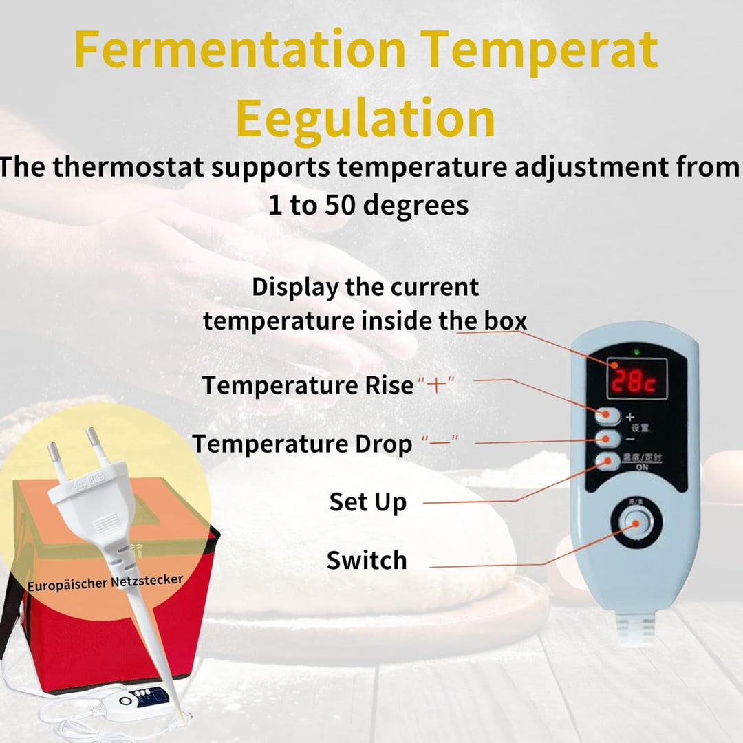 Cloud Fire Faltbare Teiggärbox, Temperatureinstellung Gärbox Mit Deckel, Abnehmbarer Multifunktions
