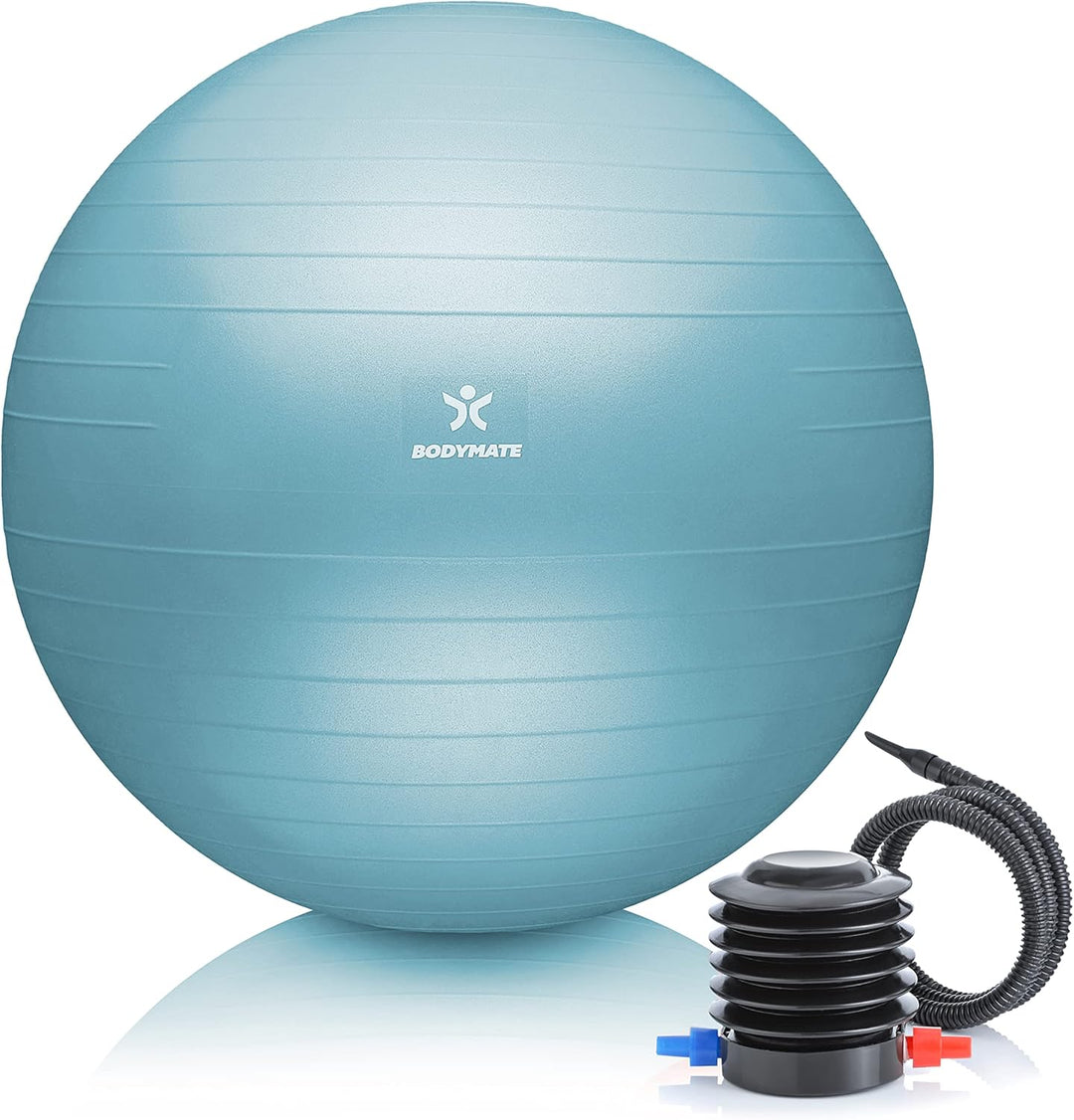 BODYMATE Gymnastikball Sitzball Trainingsball mit GRATIS E-Book inkl. Luft-Pumpe, Ball für Fitness,