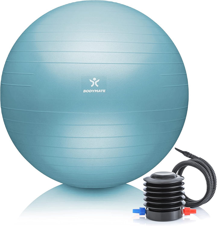 BODYMATE Gymnastikball Sitzball Trainingsball mit GRATIS E-Book inkl. Luft-Pumpe, Ball für Fitness,