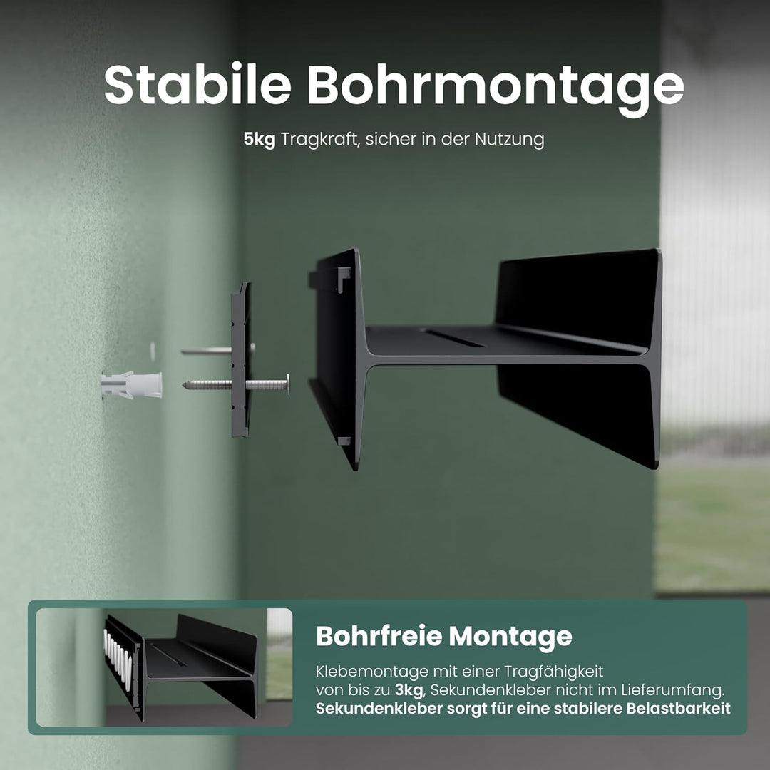 Mai & Mai Duschablage zum Bohren oder Kleben Duschregal Badablage 40cm Badezimmerablage zur Wandmont