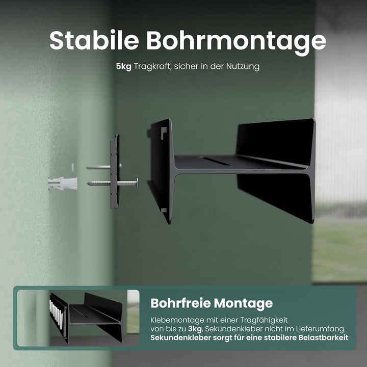 Mai & Mai Duschablage zum Bohren oder Kleben Duschregal Badablage 40cm Badezimmerablage zur Wandmont