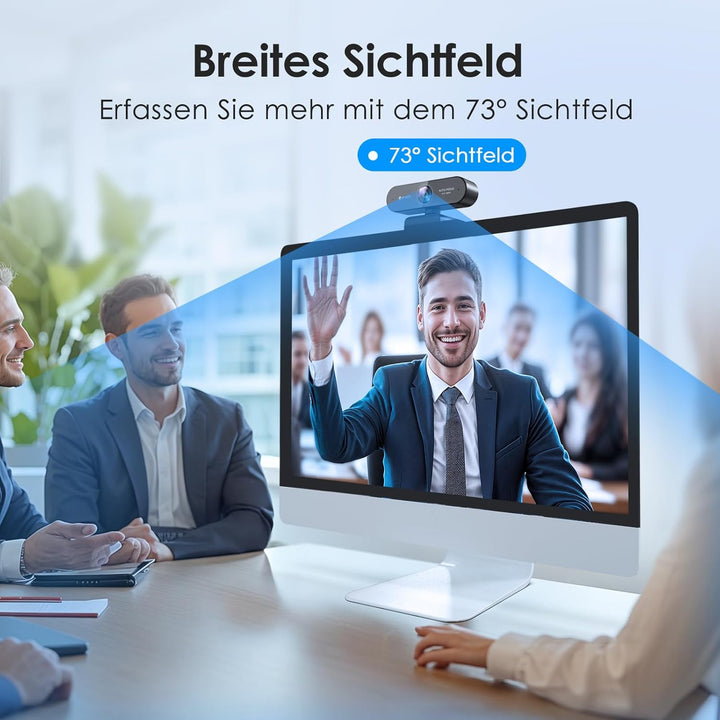 EMEET Webcam 1080P - NOVA Webcam mit Autofokus, Full HD Webcam mit 96° Weitwinkel und 2 Mikrofon mit