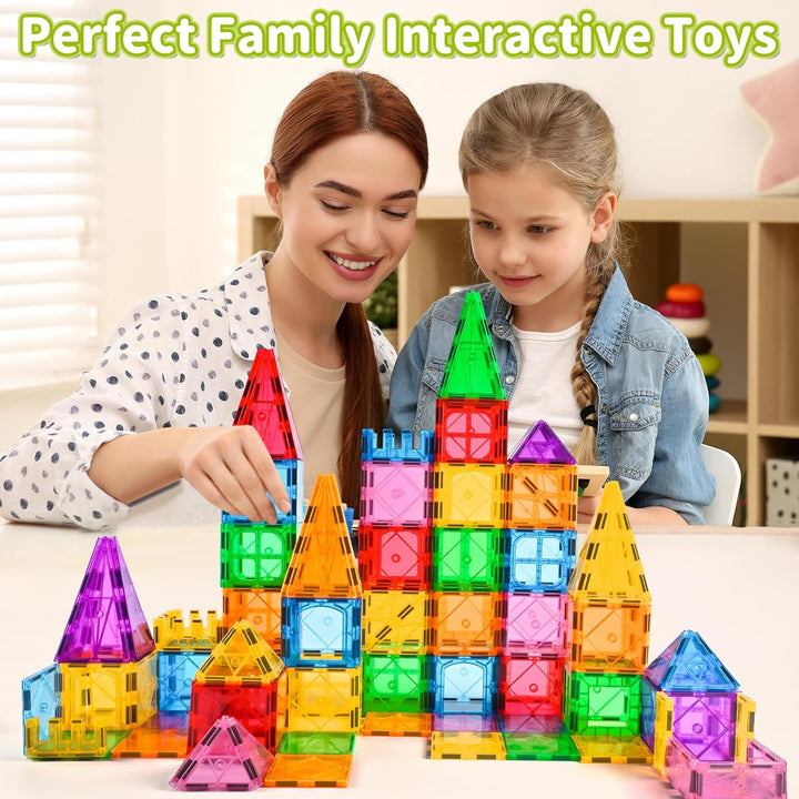 Katiago Magnetische Bausteine, 64 Teile Magnet Bausteine Spielzeug Kinder 3D Farbenfrohe Starterset