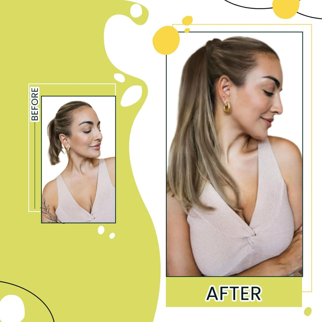RUNATURE Extensions Echthaar Balayage Zopf Braun Blond 50cm 80g Lang Pferdeschwanz Ponytail Extensio