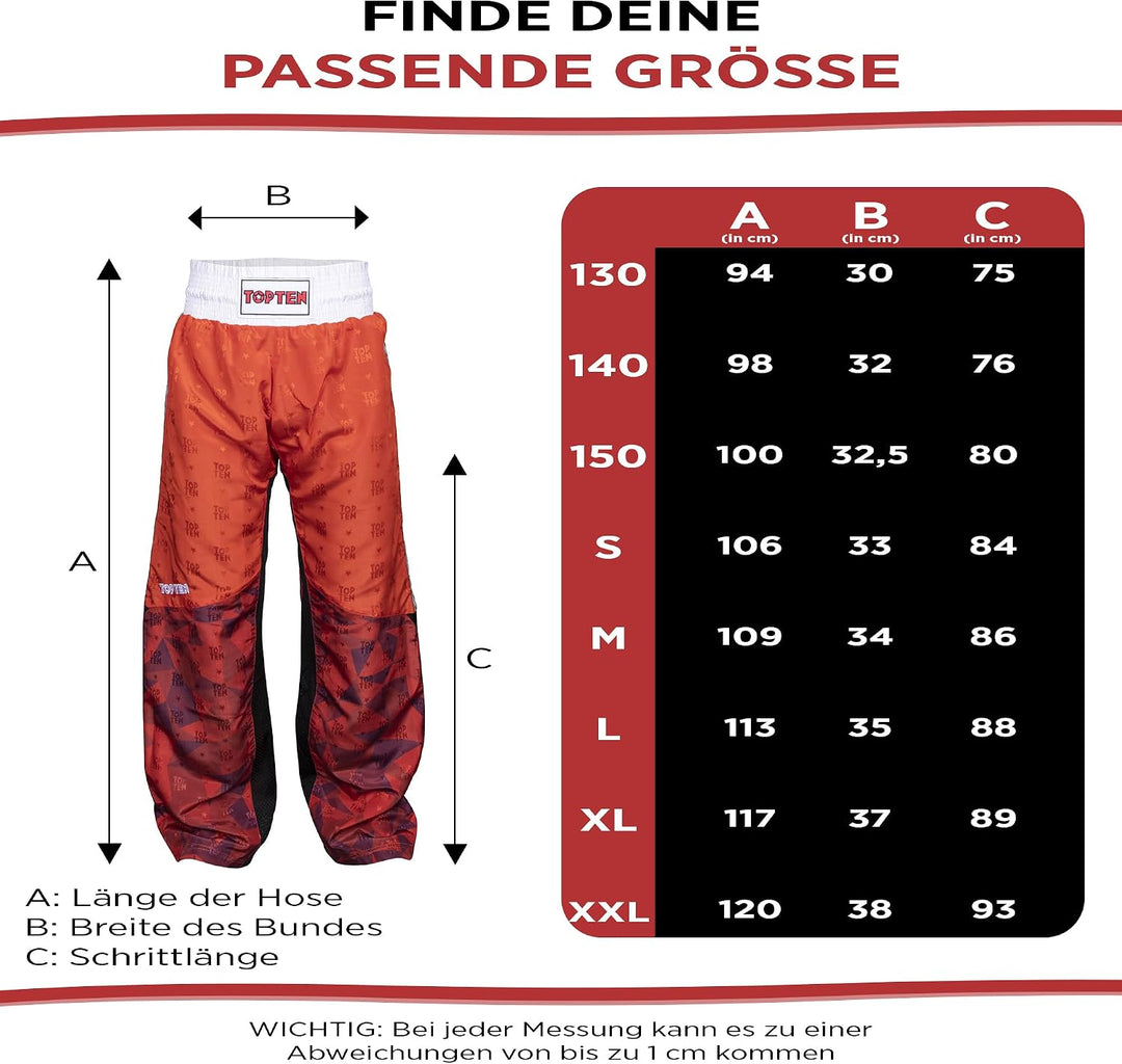 TOP TEN Kickboxhose „Prism“ Rot S, Rot S