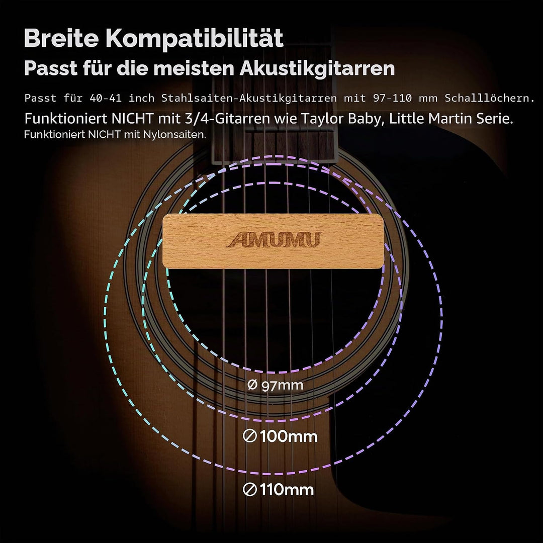 AMUMU NEO-SP31 passiver Neodym-Magnet-Schallloch-Tonabnehmer für Stahlsaiten-Akustikgitarren, Einzel