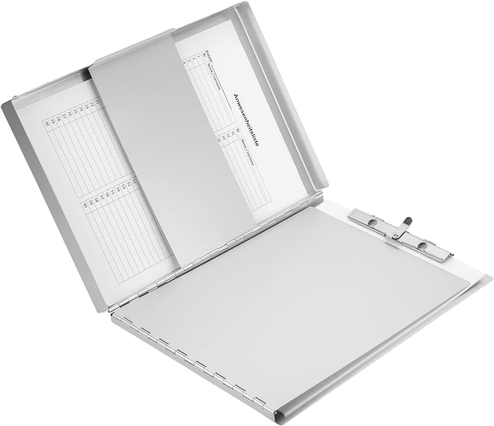 Läufer 30517 Formularhalter mit Box, Aluminium, seitlich öffnend, mit Halteklemme