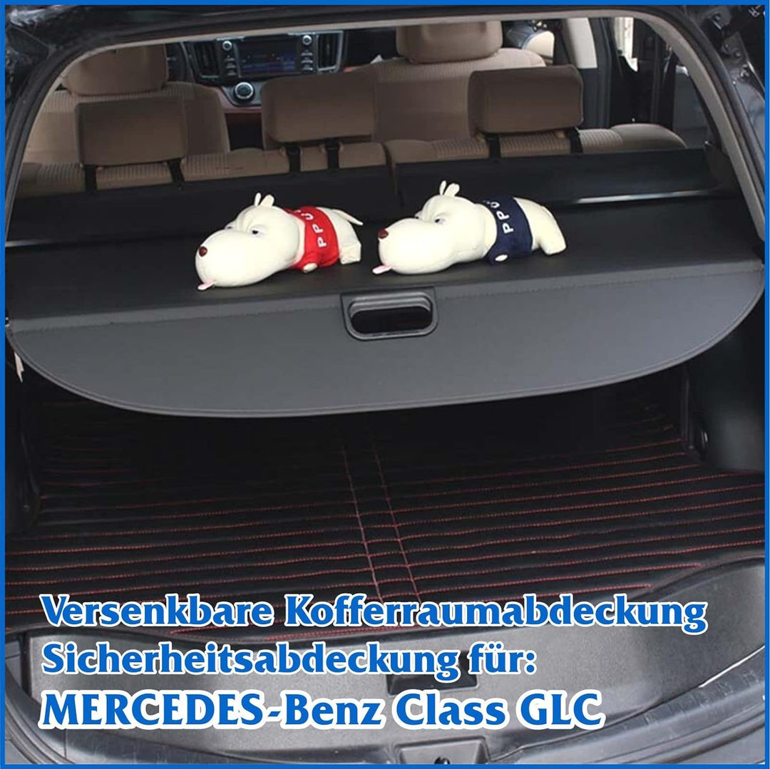 BONRYAN Frachtabdeckung für 2016-2021 Mercedes-Benz Class GLC Schwarz Ausziehbare Kofferraumabdeckun