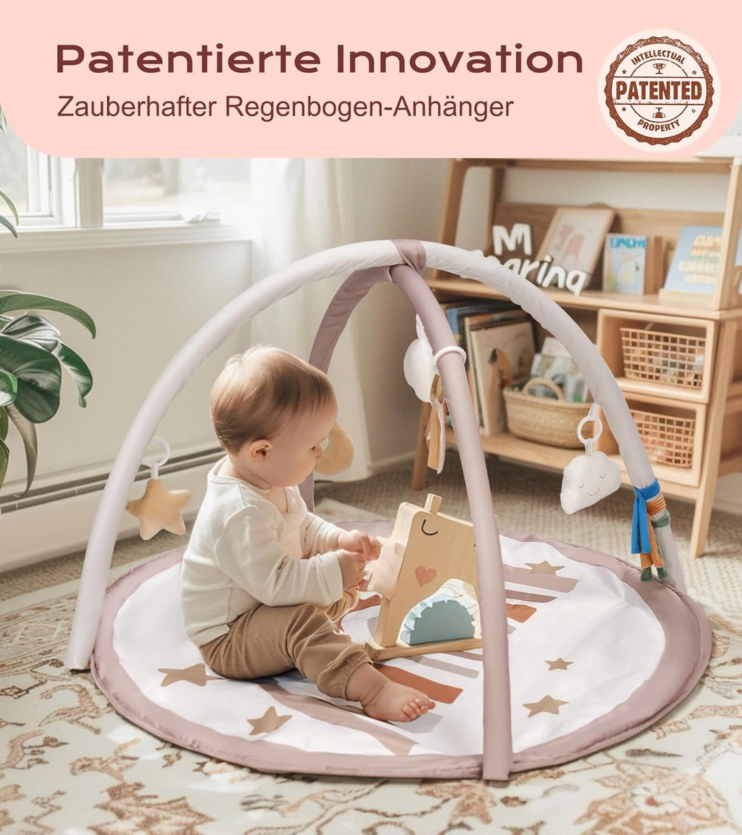 Mallify Baby Spielbogen, Aktivitätsmatte Spieldecke für Bauchzeit mit 7 abnehmbaren Spielzeugen und