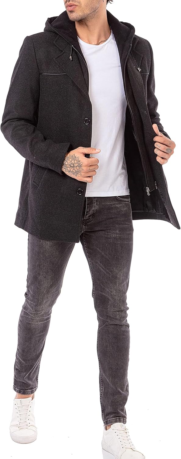 Redbridge Herren Mantel Trenchcoat Kapuzenjacke Elegant lange Jacke Hooded XL Anthrazit, XL Anthrazi
