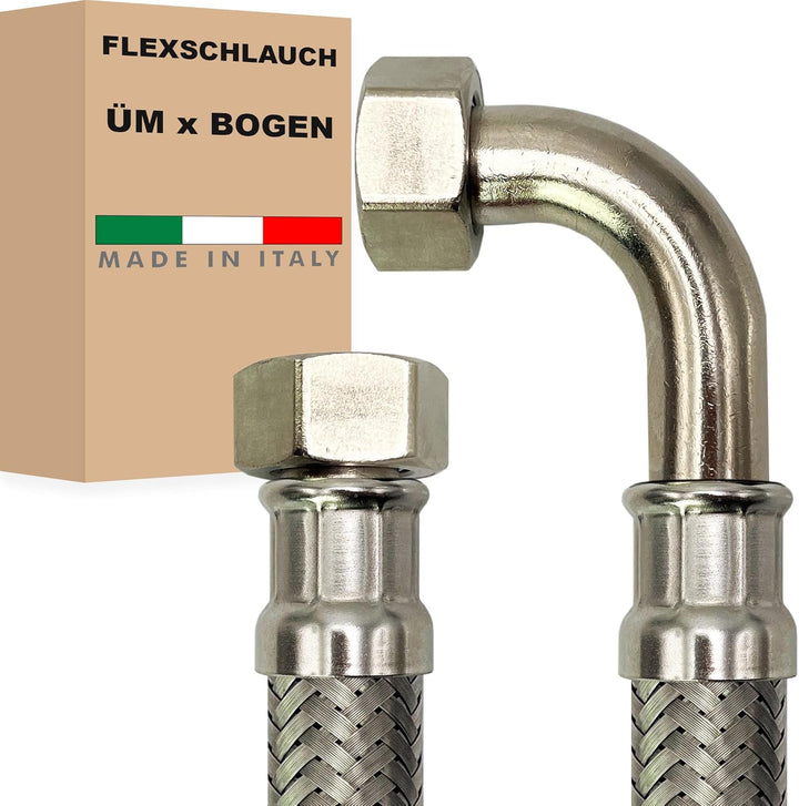 Flexschlauch DN25-1" Edelstahl Panzerschlauch Sanitär Hauswasserwerk - Made in Italy (1" ÜM x 1" BOG